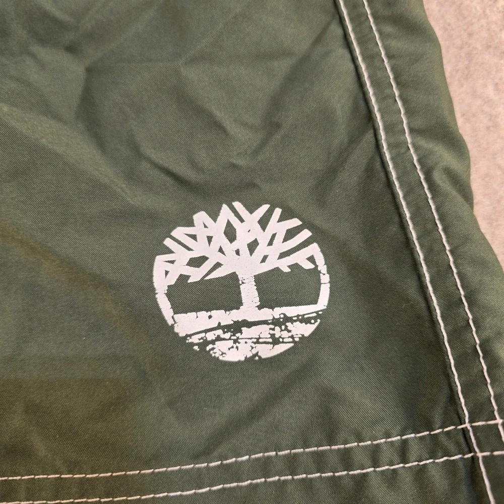 Timberland Mens Board Shorts Green Cargo Swim‎ Trunks Mesh Lined Size Large